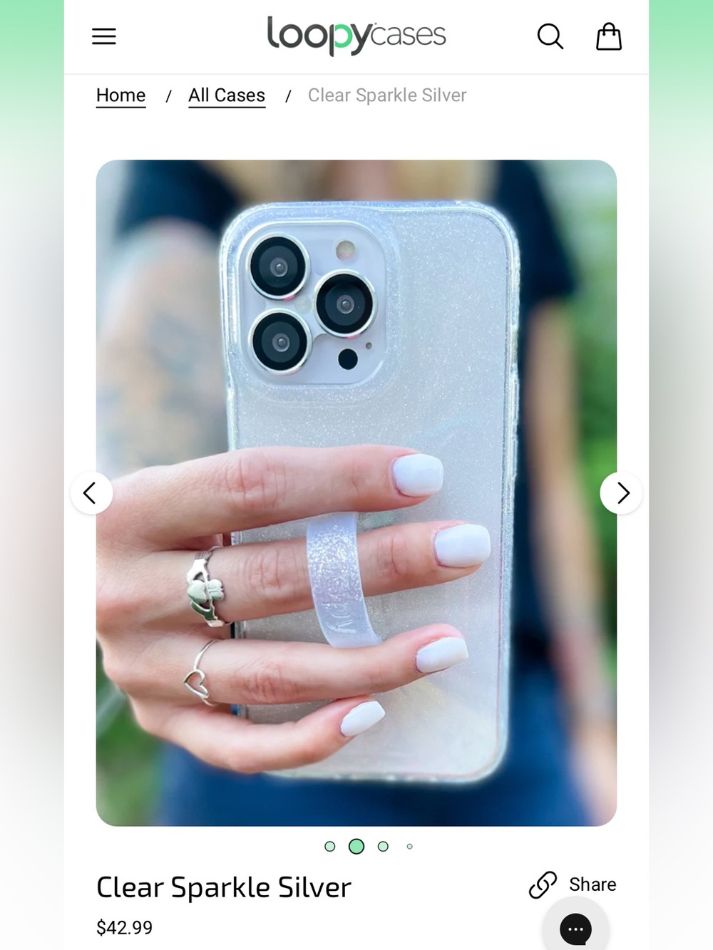Loopy Clear Sparkle Silver iPhone 16 Pro Max Case